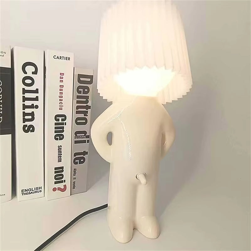 Claeted Naughty Boy Creative Table Lamp Unique LED Pleats Reading Lighting Bedroom Bedside Night Light Children'S Gift Dropship