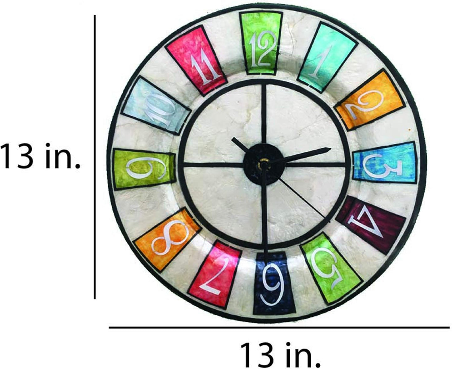 13 Inch Diameter Wall Clock with Multi Color Numbers (M1503)