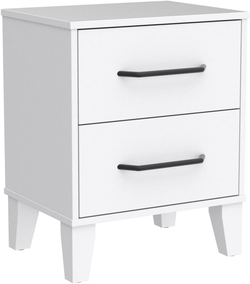 Dresser for Bedroom - Two Drawer -Modern Design-Easy Assembly, White