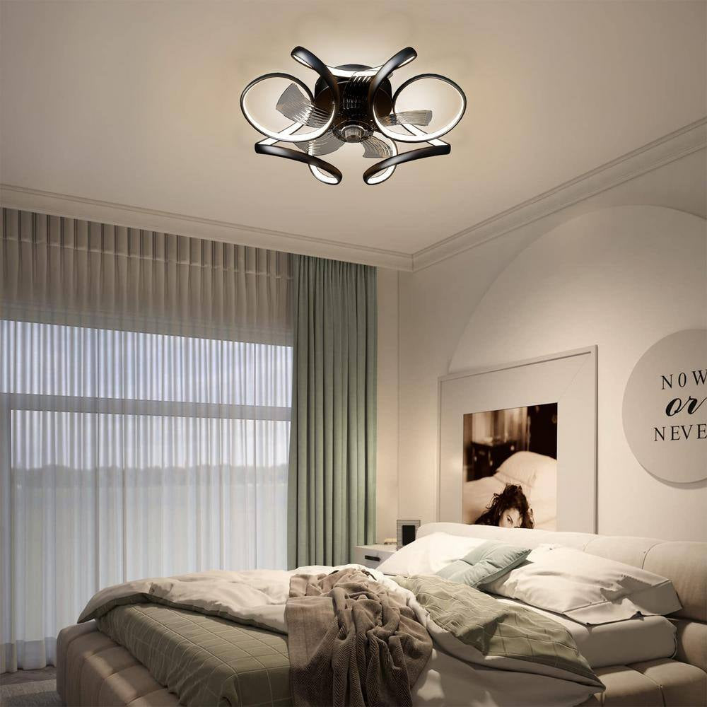 Indoor Blade Span 1.31 Ft. Black 21 In. Ceiling Fan With-Light, 120-Volt, 3230 RPM, 2000 Lumens, with Remote App Dimmer