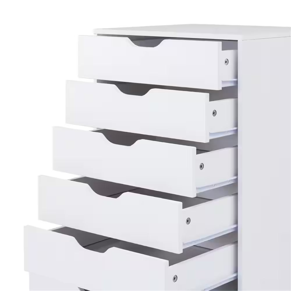 White 7 Drawer Dresser Tall Dressers for Bedroom Kids Dresser W/Storage Shelves Small Dresser for Closet Makeup Dresser