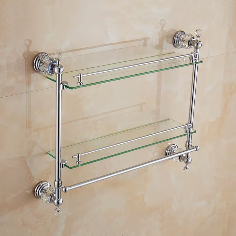 Bathroom Accessories Towel Rack Paper Holder Silver Polished Chrome Bathroom Products Solid Brass Bathroom Hardware Sets