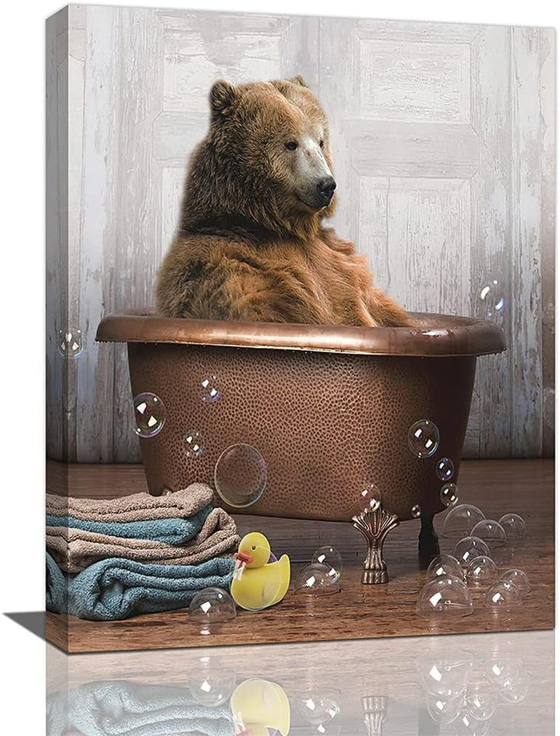 Bathtub Bear Art Bear Pictures Bear in a Bathtub Art Animal in Bathtub Wall Art Bathtub Pictures Wall Decor Bathroom Bear Pictures Wall Decor Bear Pictures for Bathroom 16X20 Inch