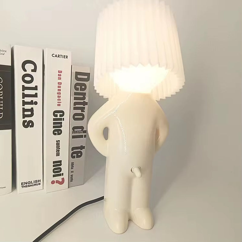 Claeted Naughty Boy Creative Table Lamp Unique LED Pleats Reading Lighting Bedroom Bedside Night Light Children'S Gift Dropship