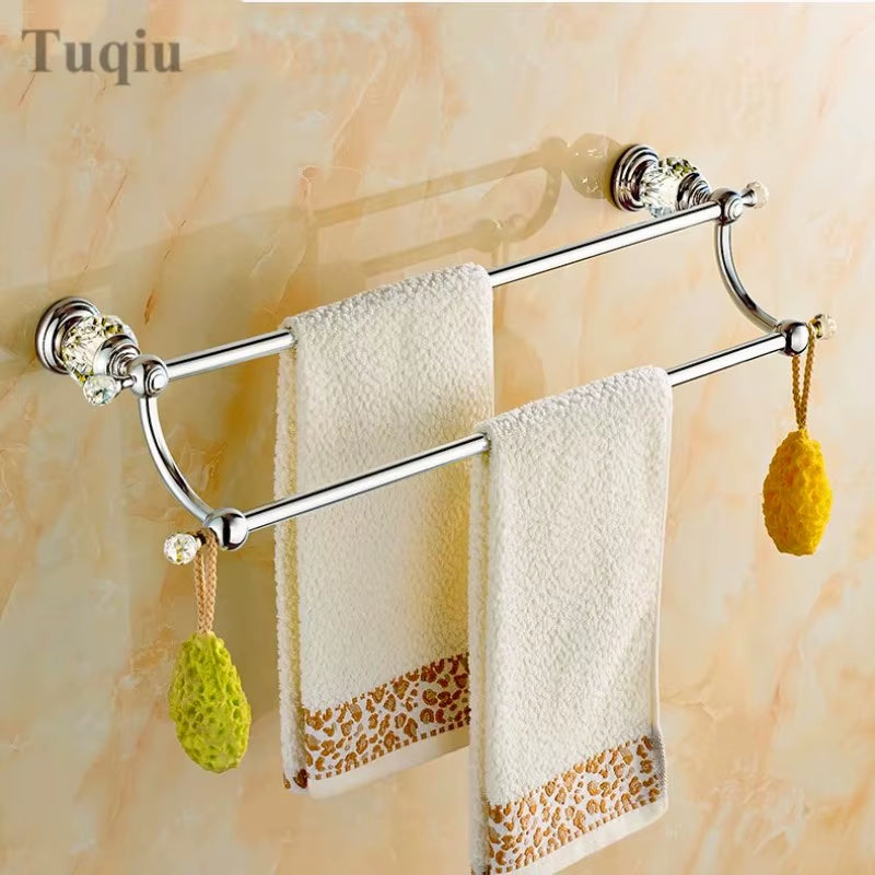 Bathroom Accessories Towel Rack Paper Holder Silver Polished Chrome Bathroom Products Solid Brass Bathroom Hardware Sets