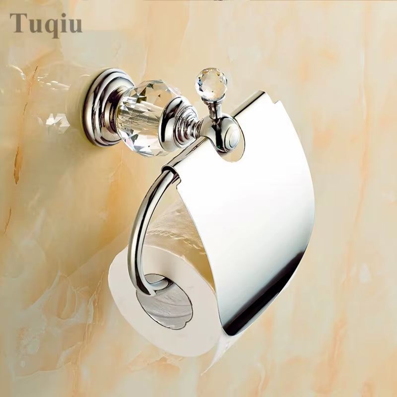 Bathroom Accessories Towel Rack Paper Holder Silver Polished Chrome Bathroom Products Solid Brass Bathroom Hardware Sets