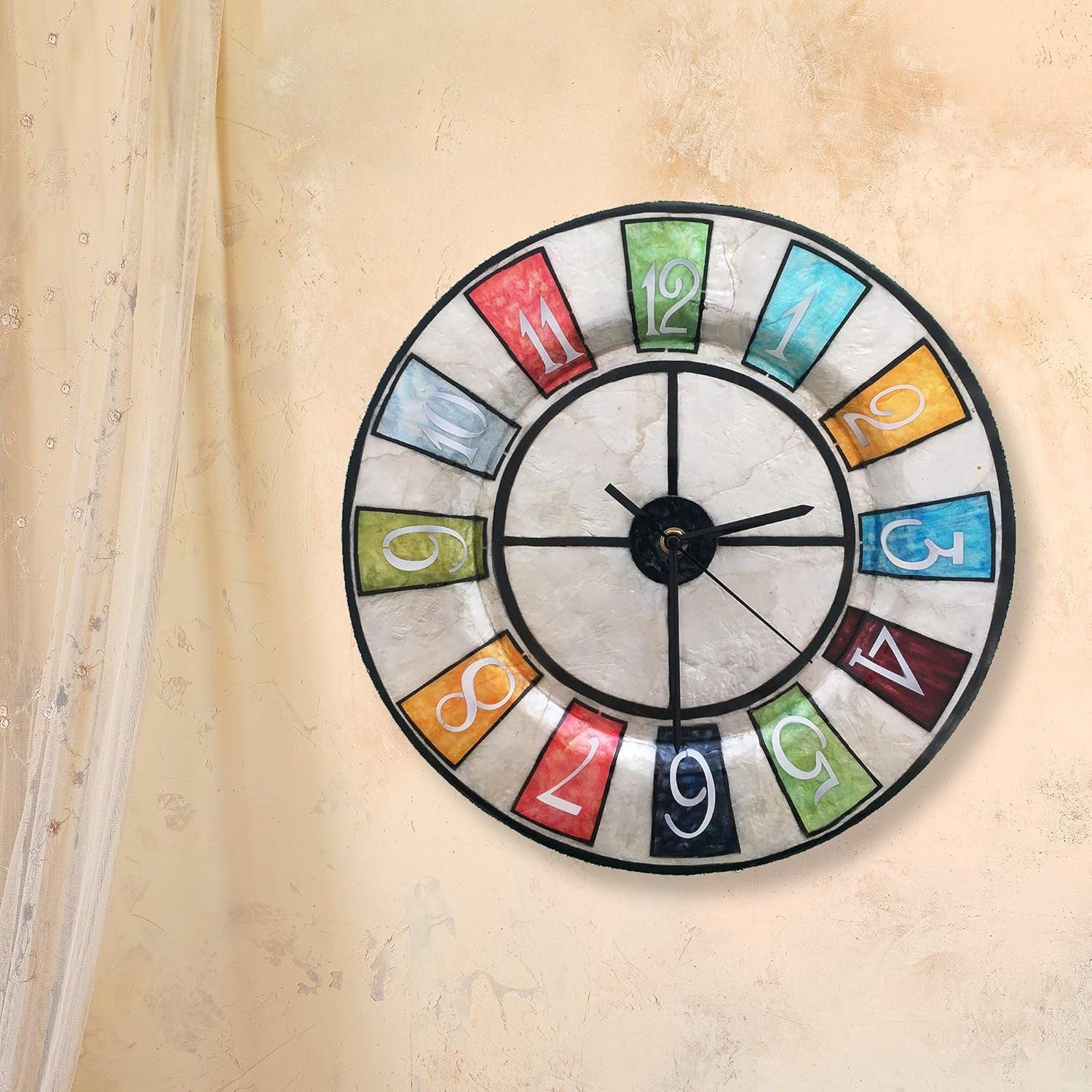 13 Inch Diameter Wall Clock with Multi Color Numbers (M1503)