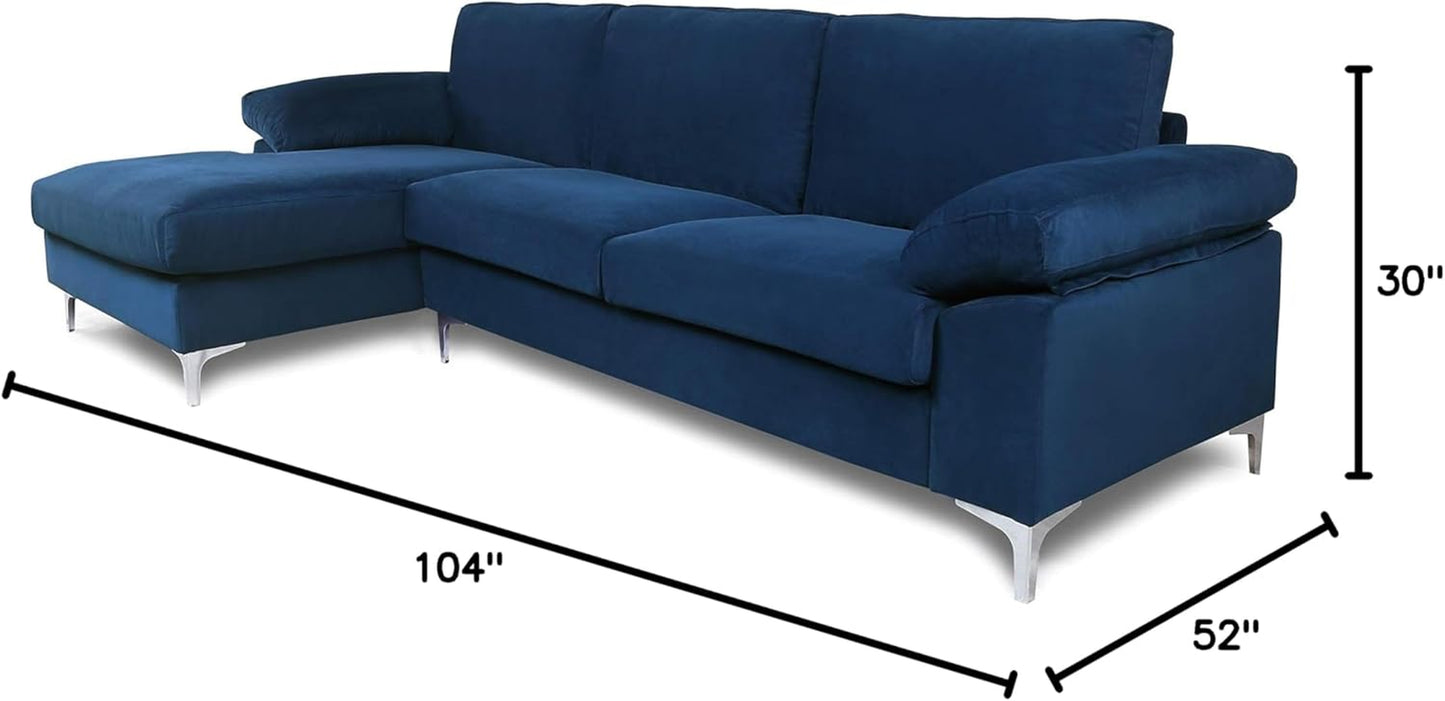 Pull Out Sleeper Couch Velvet Sofa Bed Sofabed, ‎104 X 52 X 30 Inches, Navy Blue