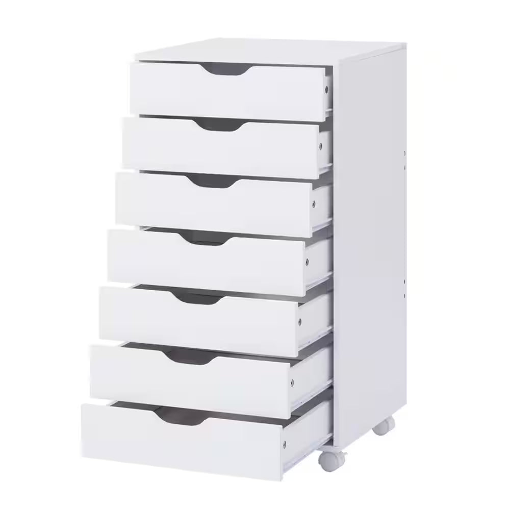 White 7 Drawer Dresser Tall Dressers for Bedroom Kids Dresser W/Storage Shelves Small Dresser for Closet Makeup Dresser