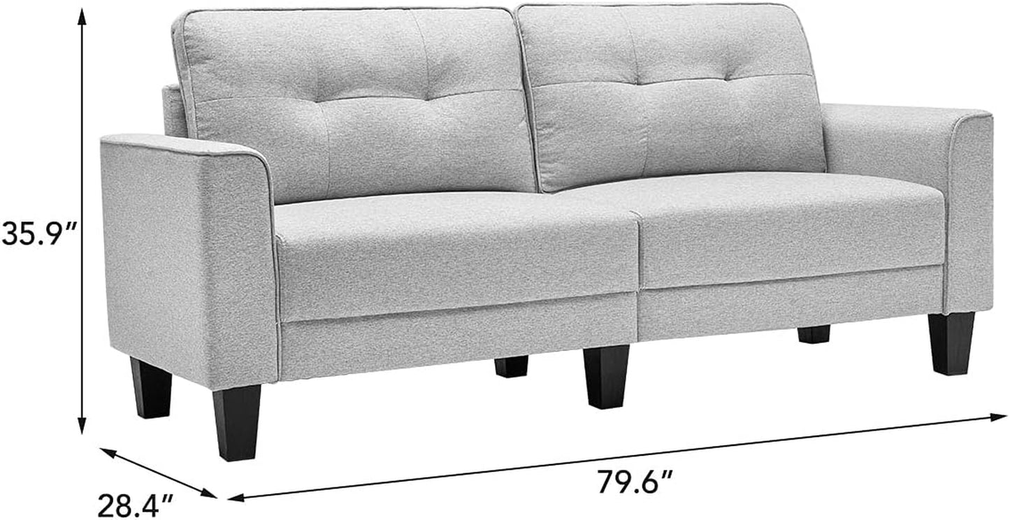 Sectional Couch for Living Room with Square Arm, Loveseat Sofa Couch with Solid Wood Frame, Living Room Furniture Sets, Small Sofa Suitable for Living Room, Bedroom, Small Spaces, Gray