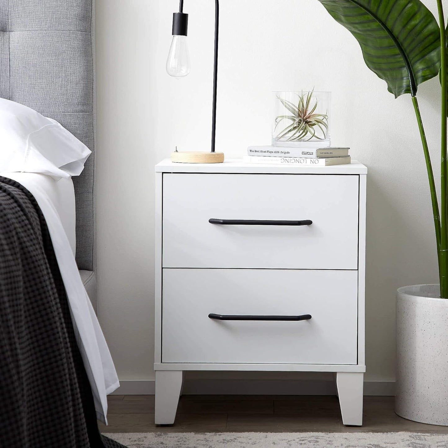 Dresser for Bedroom - Two Drawer -Modern Design-Easy Assembly, White