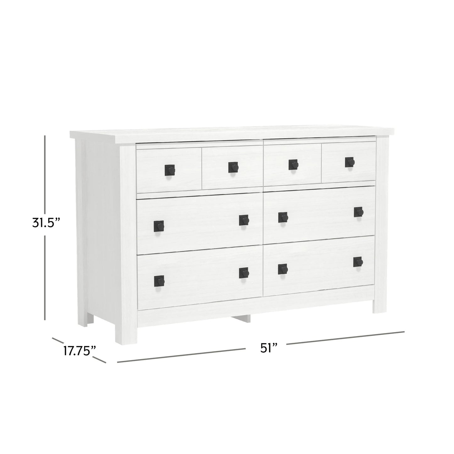 Addison Farmhouse 6 Drawer Dresser, White