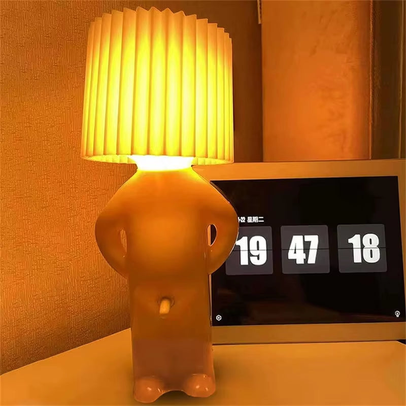 Claeted Naughty Boy Creative Table Lamp Unique LED Pleats Reading Lighting Bedroom Bedside Night Light Children'S Gift Dropship