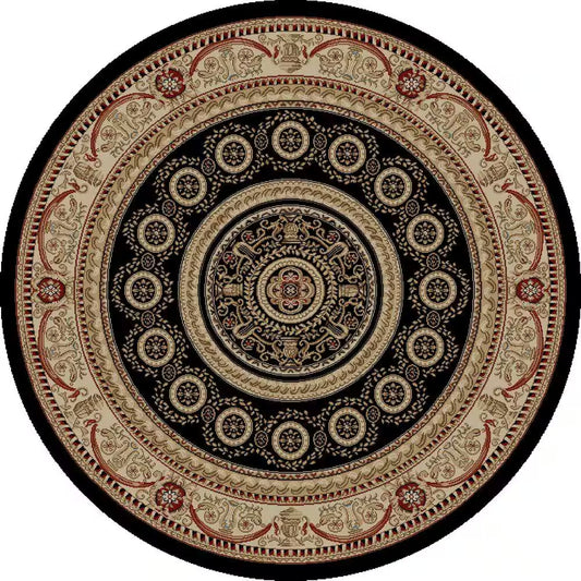 Jewel Aubusson Black 5 Ft. round Area Rug