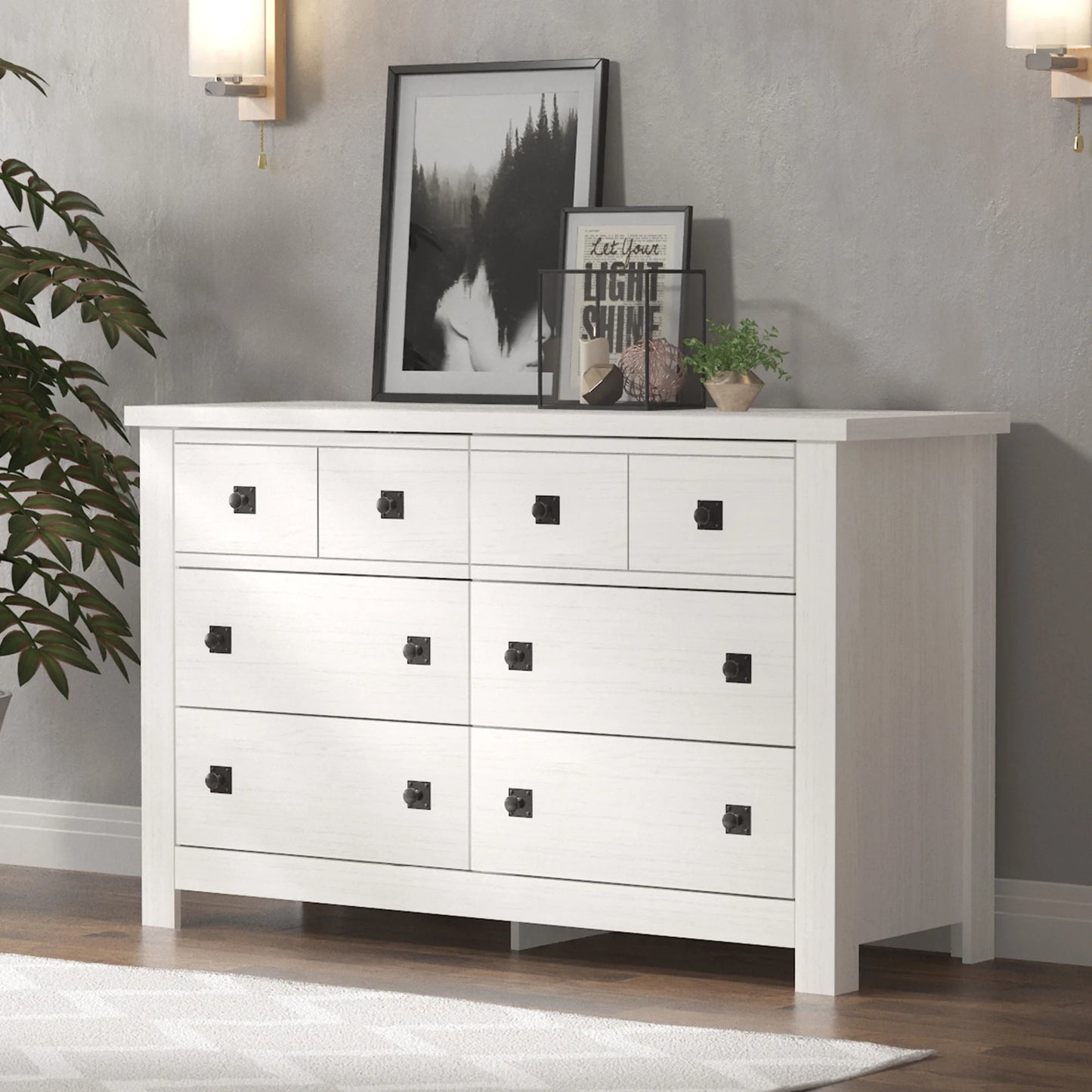 Addison Farmhouse 6 Drawer Dresser, White