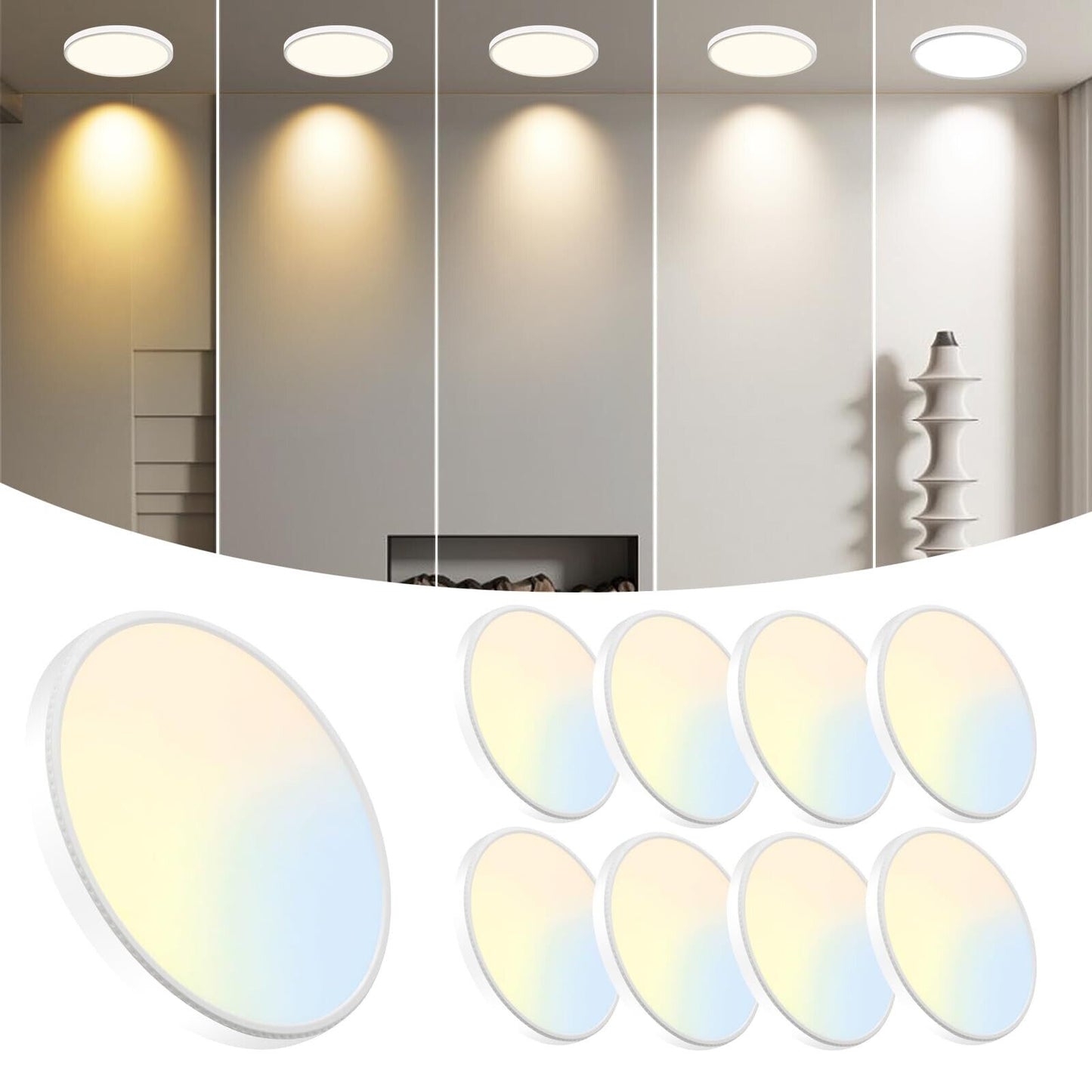 8-Pack 7.5Inch LED Ceiling Lights, 5 Colors Selectable Flush Mount Ceiling Li...