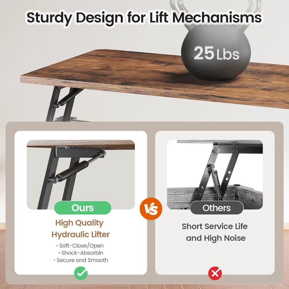 31.5" Lift Top Coffee Table with Storage, Square Coffee Table for Living Room, Farmhouse Coffee Table with Large Hidden