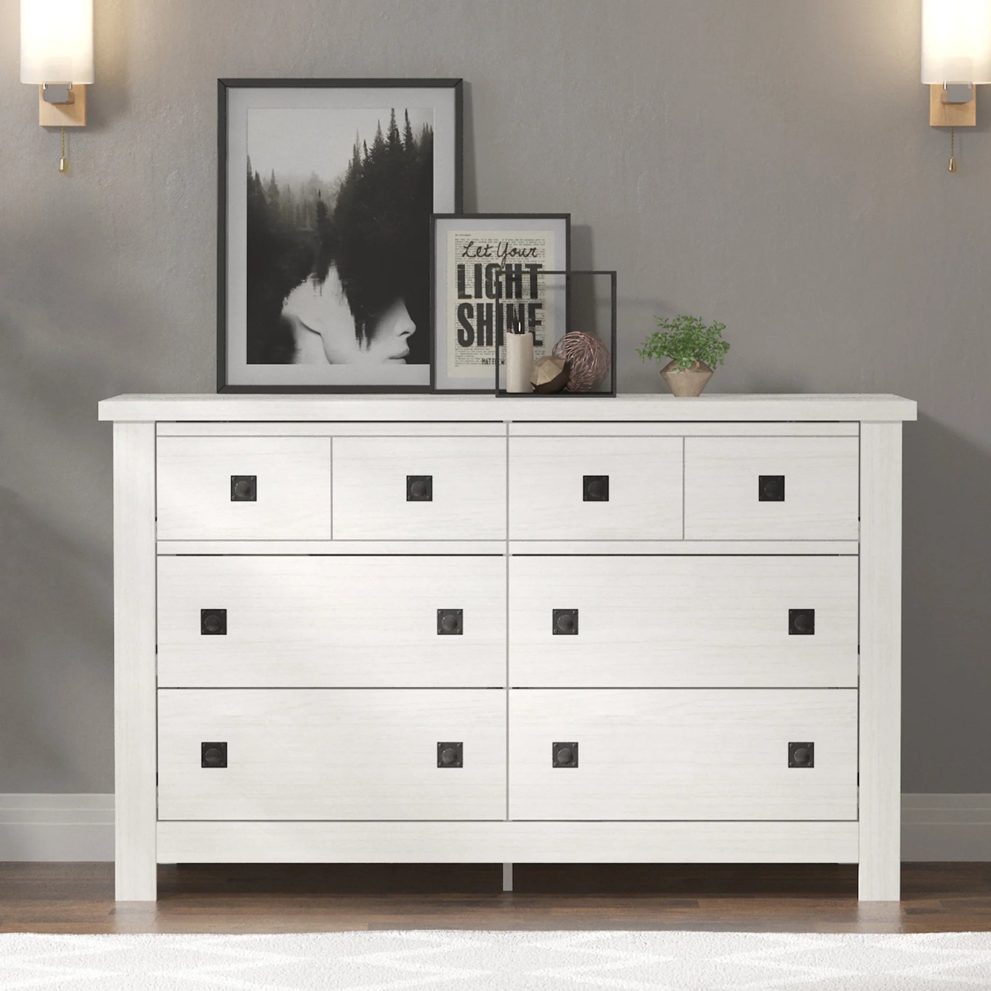 Addison Farmhouse 6 Drawer Dresser, White