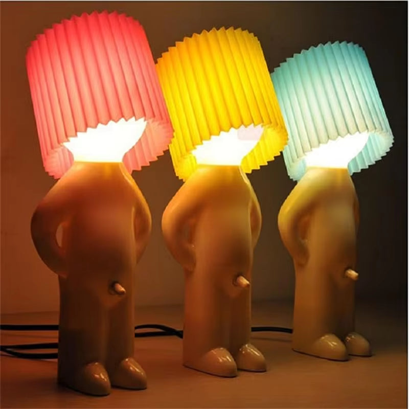 Claeted Naughty Boy Creative Table Lamp Unique LED Pleats Reading Lighting Bedroom Bedside Night Light Children'S Gift Dropship