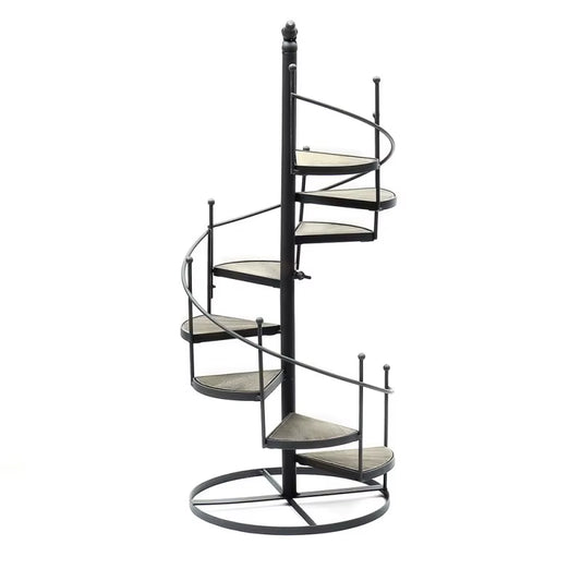 Rotating Ladder Design Spiral Plant Stand Iron Flower Pot Holder Shelf Space Saving Flower Pot Rack Display Home Garden Decor