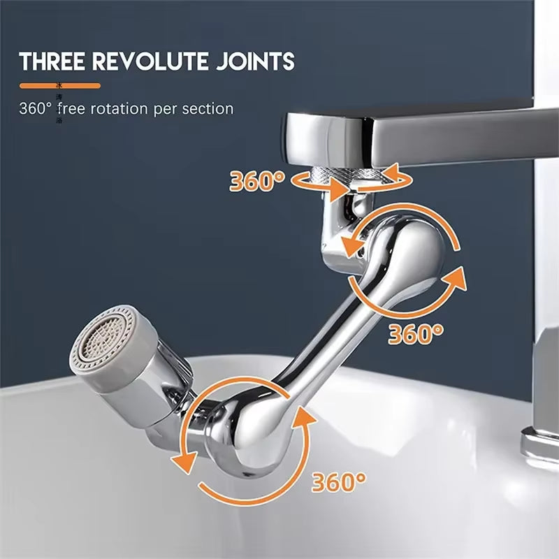 Rotatable Sink Accessories Multifunction Extension Faucet 1080 Degree Rotating Robotic Arm Water Filter Bathroom Products Home